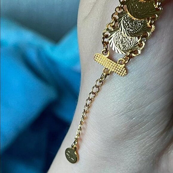 Gold Tone Coin Bracelet - Picture 6 of 7